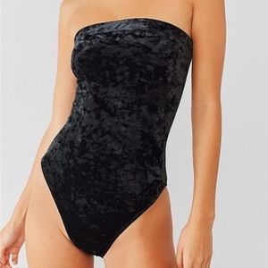 Urban outfitters, black velvet bodysuit